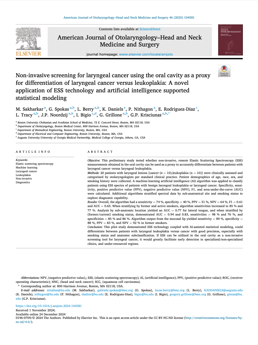 4 - Cribado No Invasivo del Cáncer Laríngeo: Innovaciones en Espectroscopia Elástica e Inteligencia Artificial