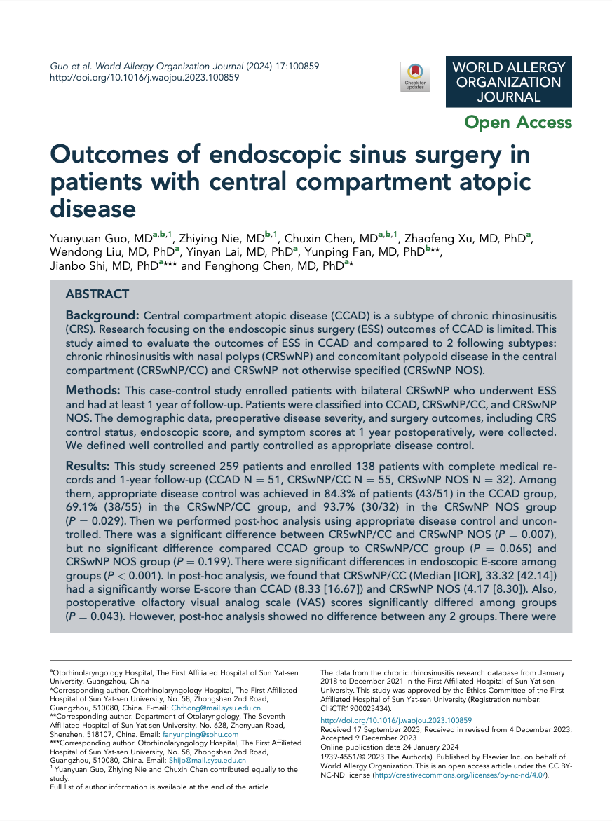 10 - Enfermedad atópica del compartimento central: un nuevo paradigma en la poliposis nasal