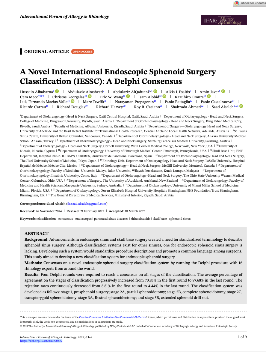 25 - Una nueva era en la cirugía del seno esfenoidal: Clasificación IESSC