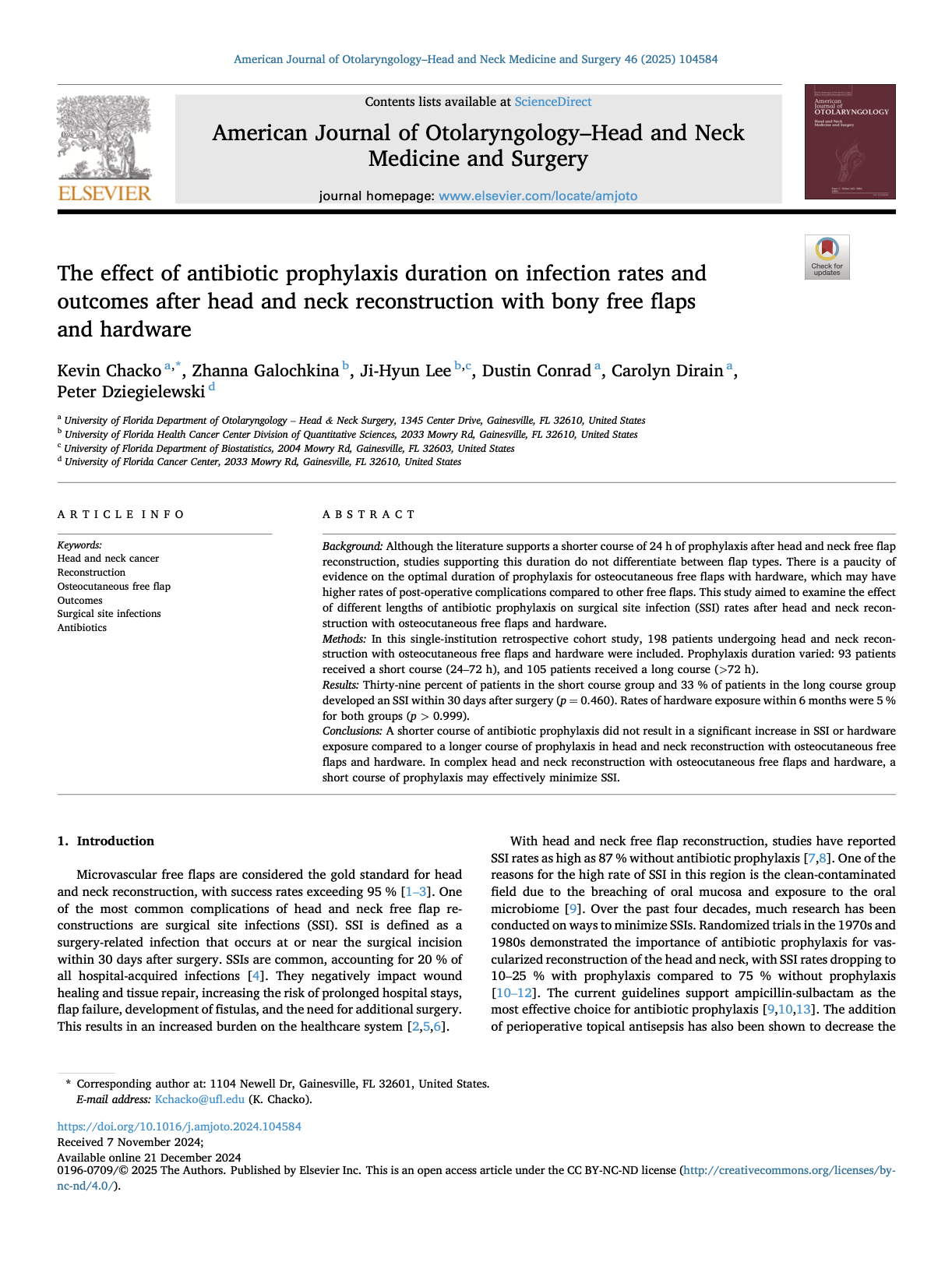 32 - Optimización de la profilaxis antibiótica en reconstrucción ósea de cabeza y cuello: impacto de la duración en las tasas de infección