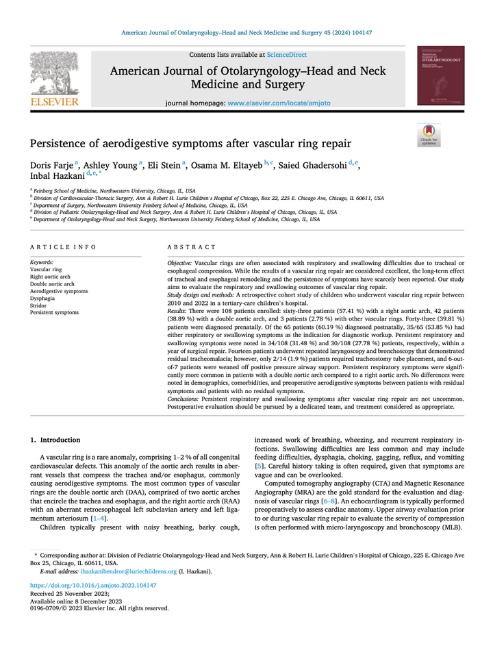 1 - Persistencia de síntomas aerodigestivos después de la reparación del anillo vascular
