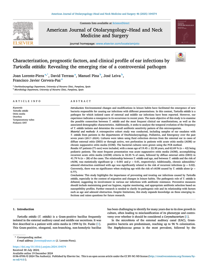 17 - Turicella otitidis: el ascenso de un patógeno emergente en Otorrinolaringología